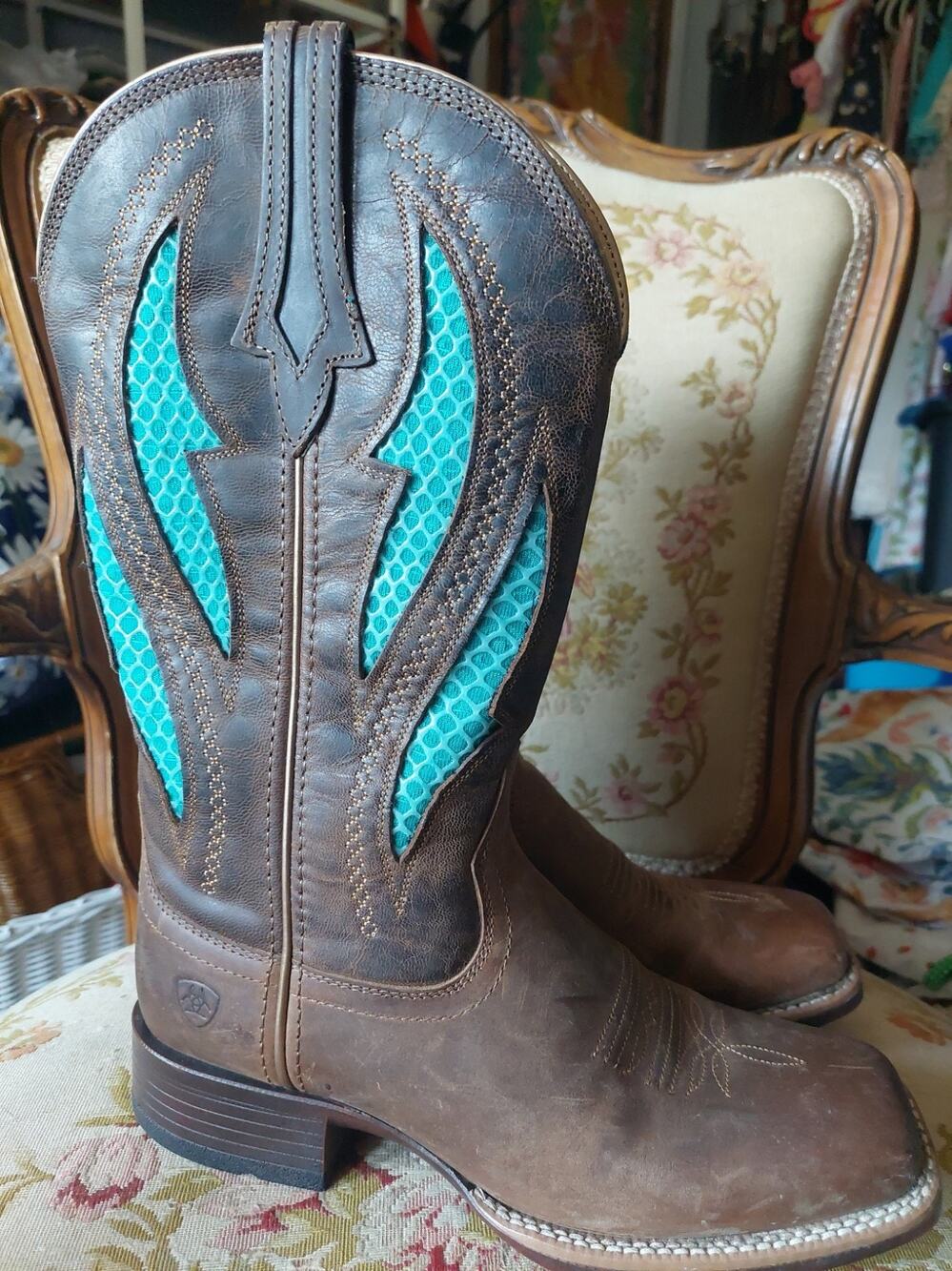 Ariat Venttek Ultra Boots W Size 7.5 Turquoise Brown 12 Inch Western 10023146